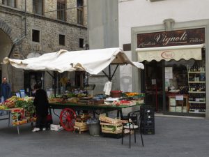 a fruit market stall in the Italian streets