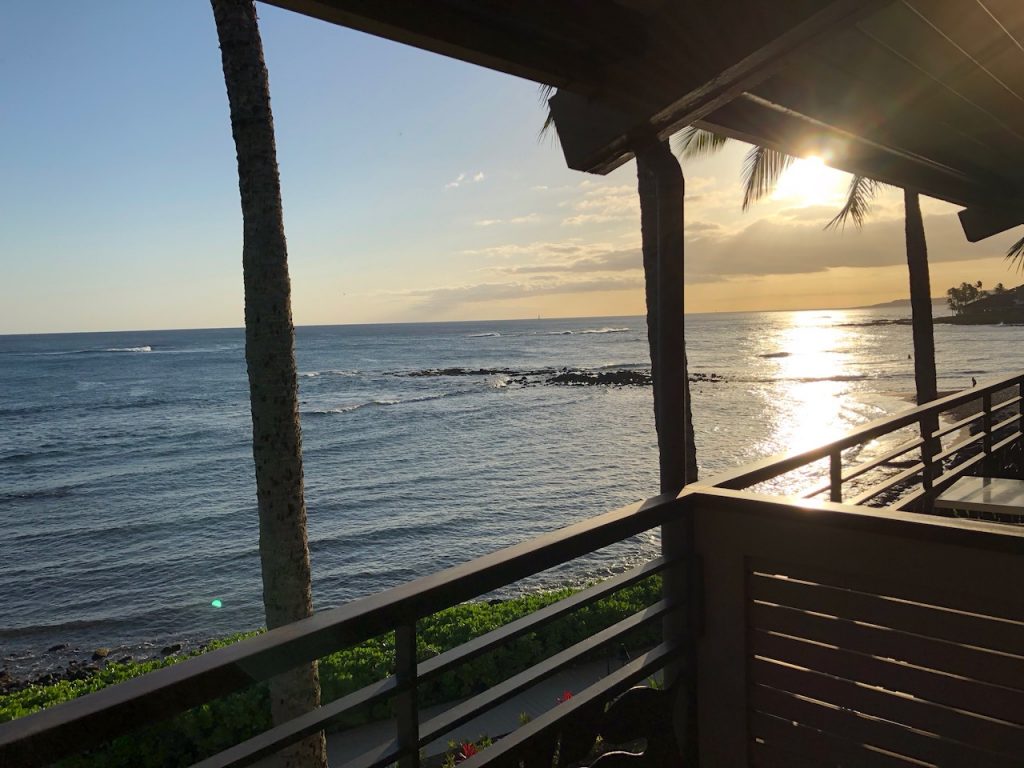 view of the beach from the balcony of a KoaKea suite
