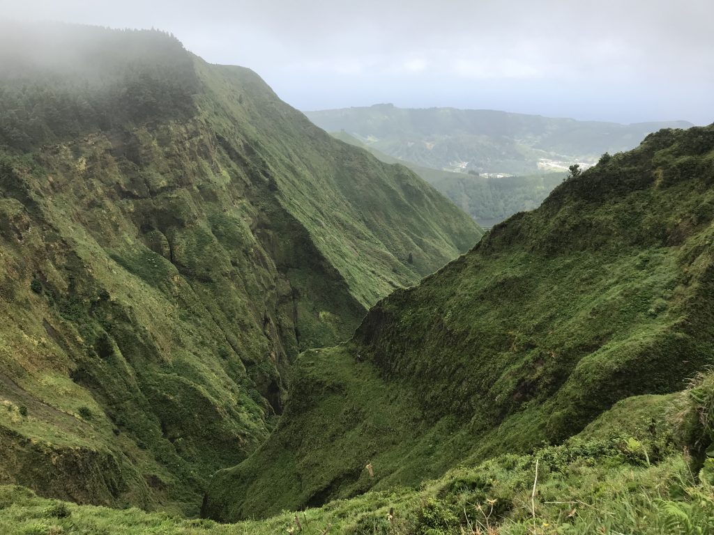 lush green mountains from the Sete Cidades hike Azores