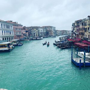 view of the grand canale in venice from the Rialto bridge