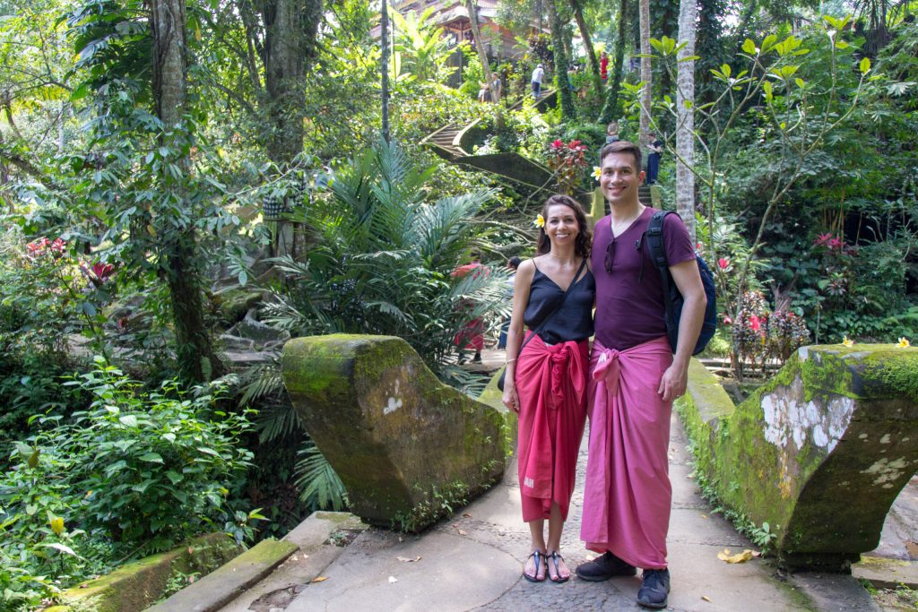 couple at a temple in Bali