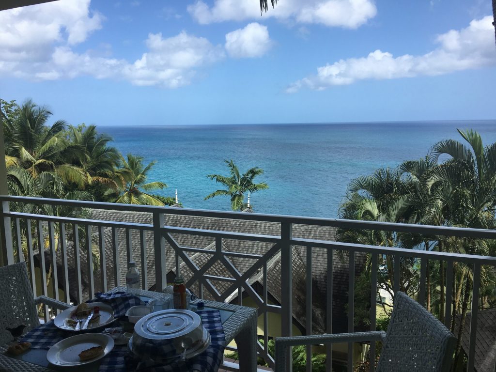 breakfast from a balcony that looks out over the ocean Sandals La Toc St. Lucia