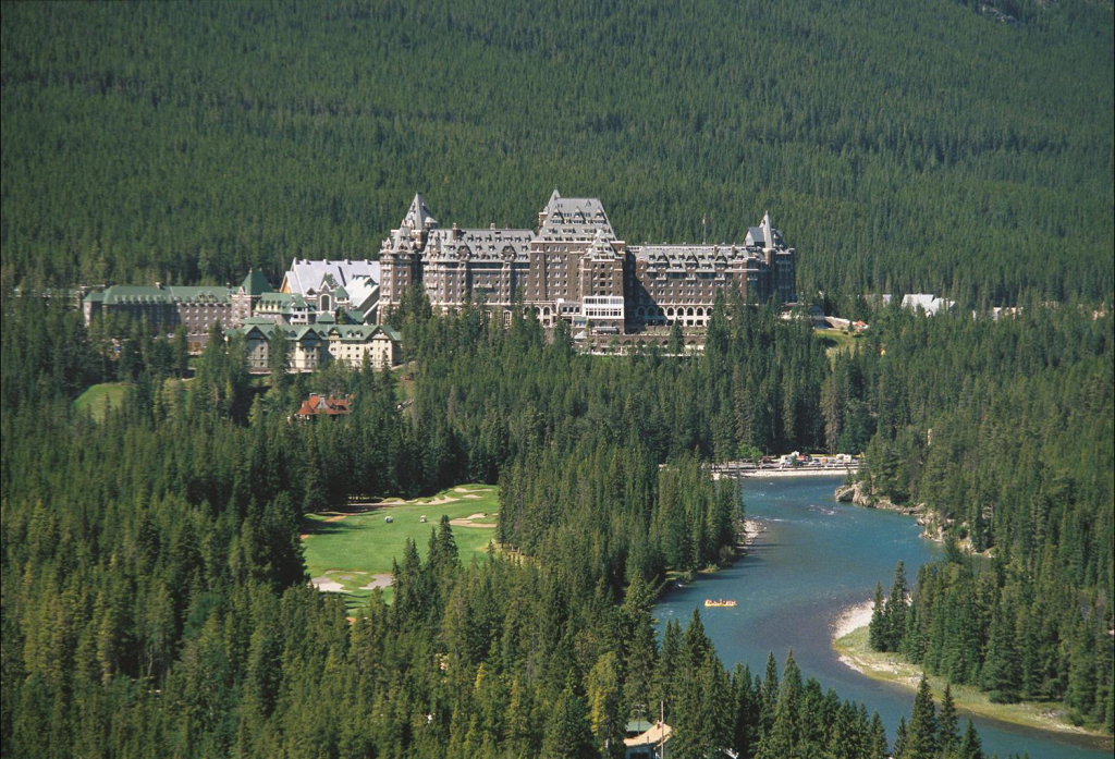 the Banff Springs Hotel of the Canadian Rockies in summer