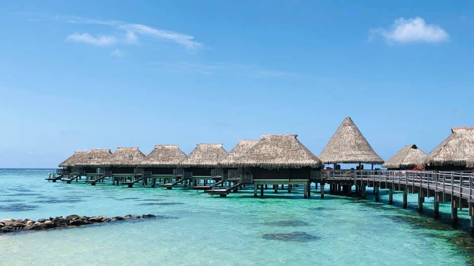 over water bungalows at the Hilton Moorea