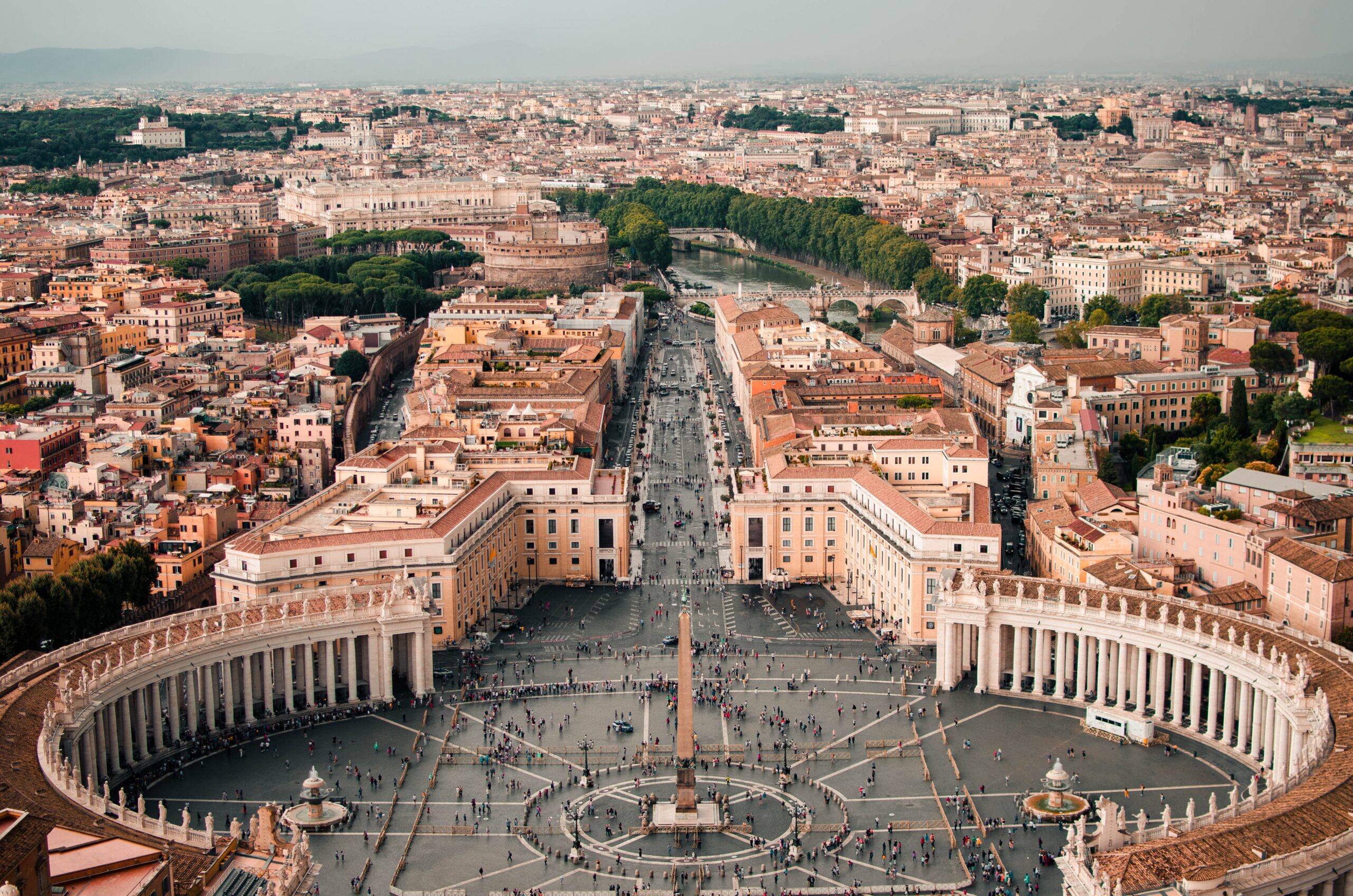 an aerial view of the piazza in Rome