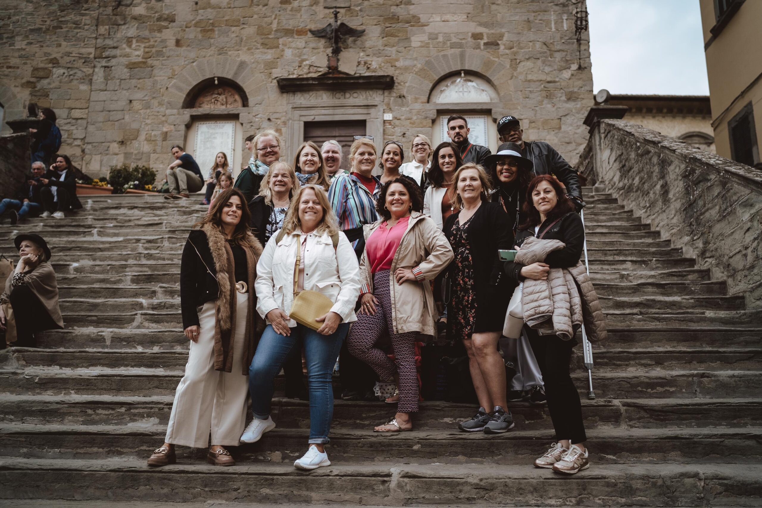 Group photo of the Tuscany adventure in Cortona