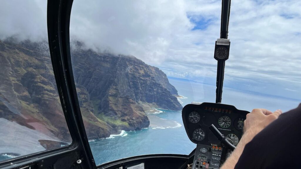 the view of Hawaiian islands from a helicopter