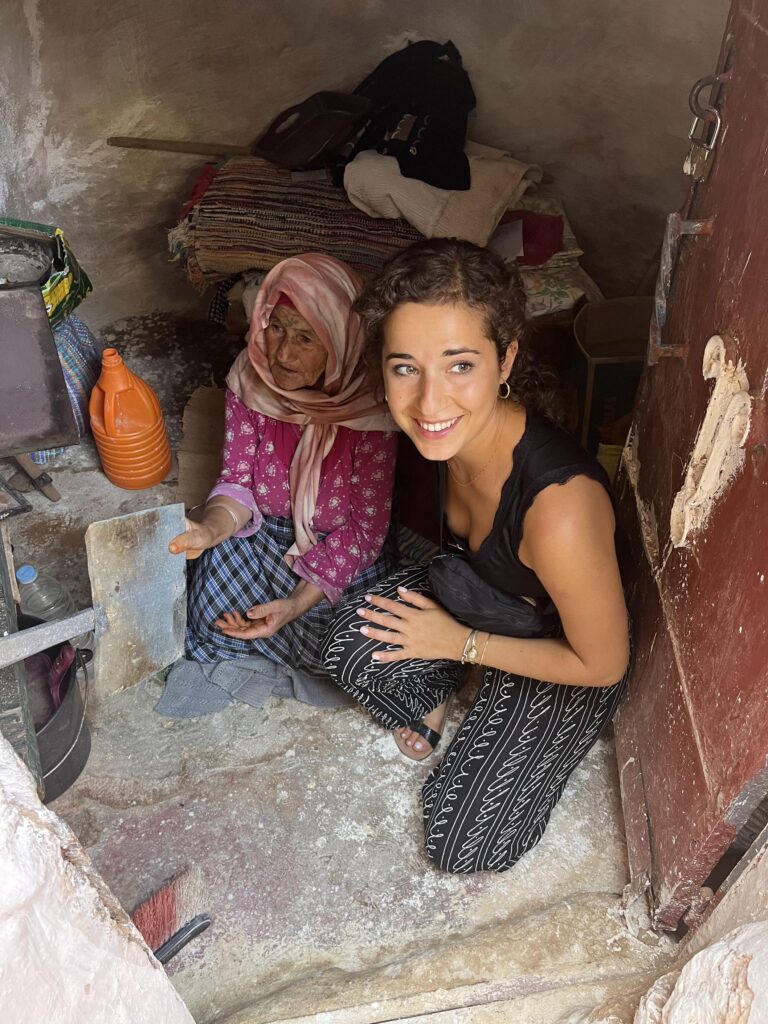 Traveller Alyssa learns the traditional bread making techniques from her guide's grandmother in Morocco