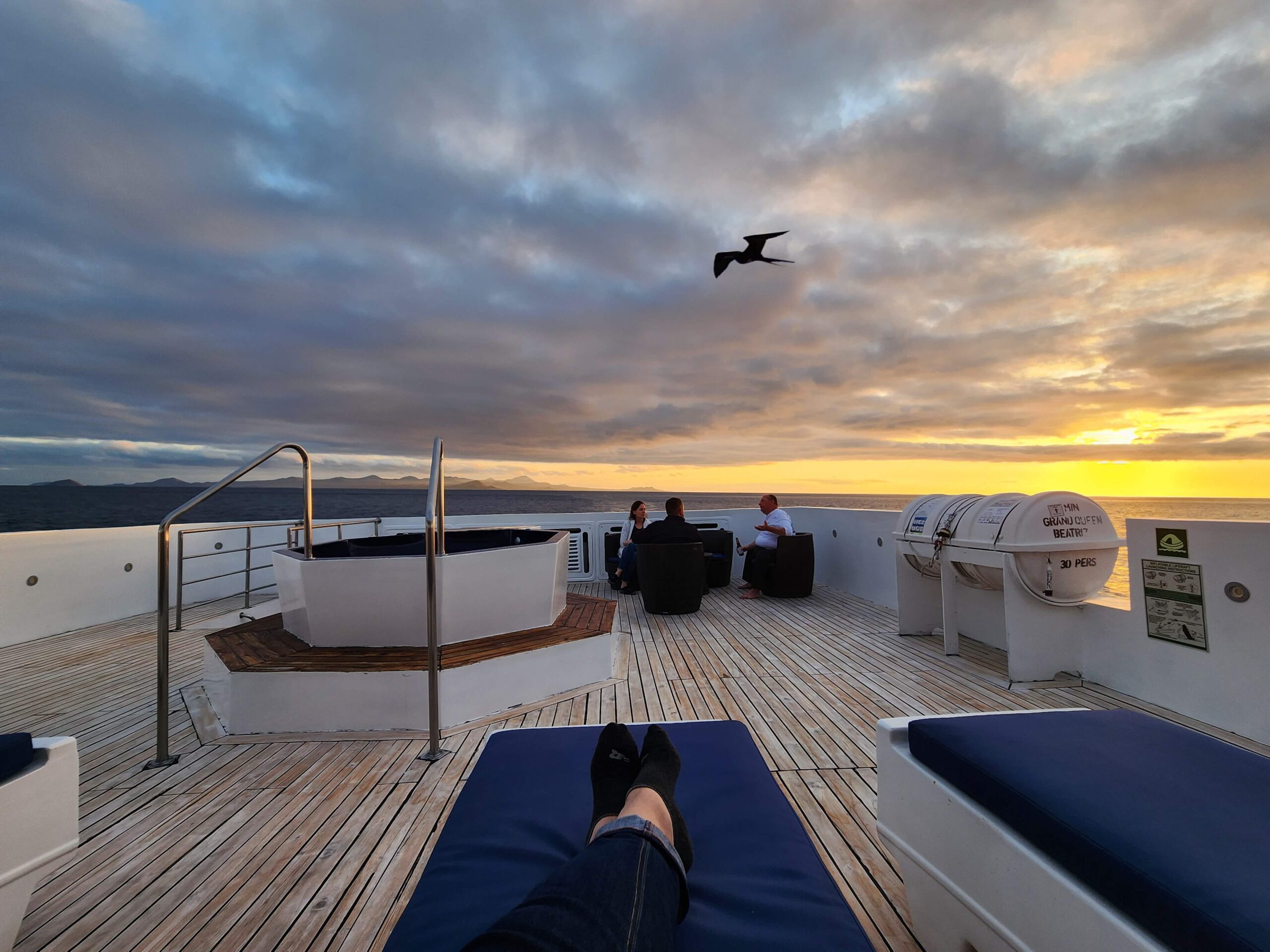 the back deck of the Queen Beatriz yacht