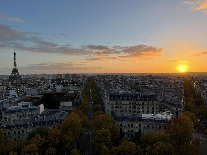 Overlooking Paris at sunset from the Arc du Triomphe