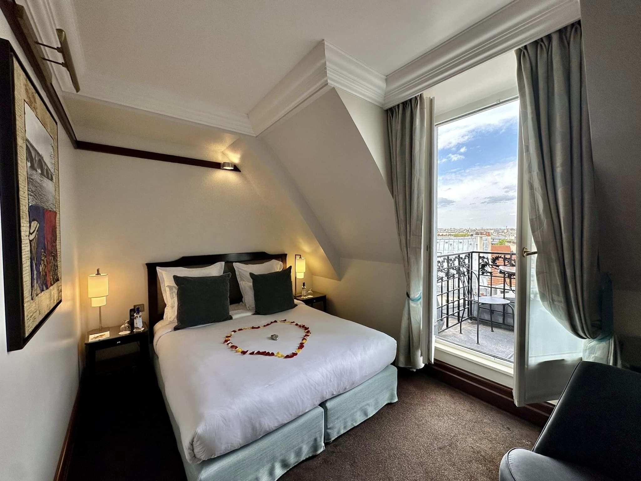 Hotel room with balcony in Paris