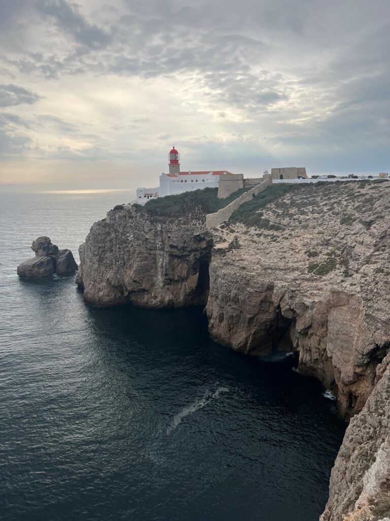 The southernmost point of Portugal featuring sea and lighthouse